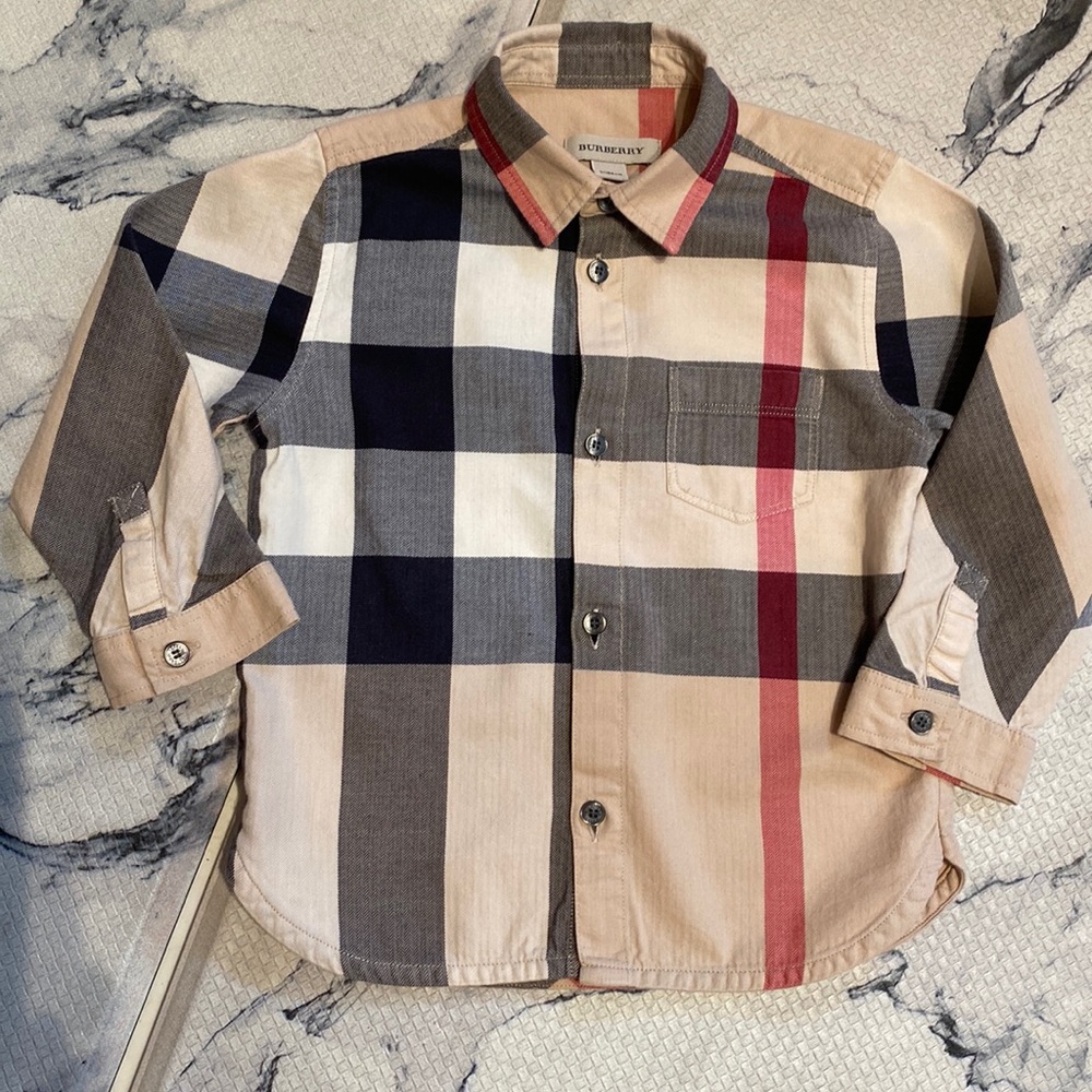 Boys Burberry Bova Check L/S Button Down EUC! Flawless! Unisex 2T 🔥